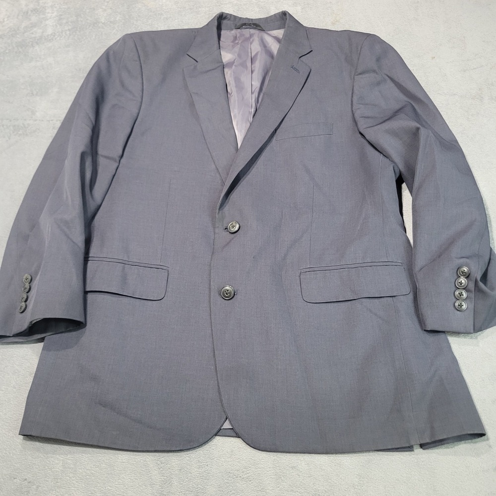 Haggar Blazer Mens 46R Gray Blue‎ Tailored Fit 2-Button Sport Coat Professional